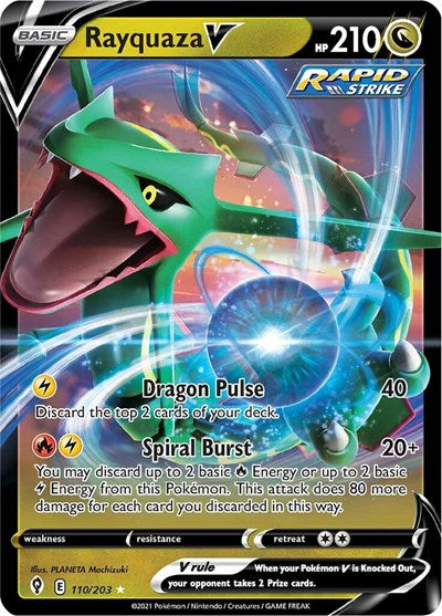 Rayquaza V (SWSH07: Evolving Skies) Light Play Holofoil