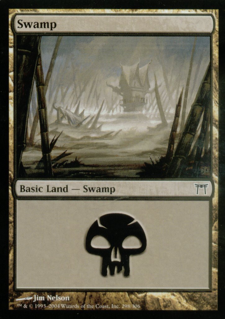 Swamp (298) (Champions of Kamigawa) Heavy Play