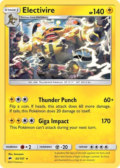 Electivire (SM - Burning Shadows) Light Play Reverse Holofoil