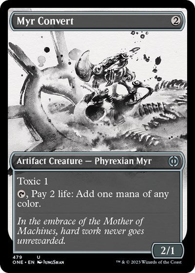 Myr Convert (Showcase) (Step-and-Compleat Foil) (Phyrexia: All Will Be One) Near Mint Foil