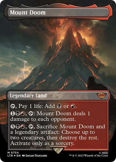 Mount Doom (Borderless) (Surge Foil) (Universes Beyond: The Lord of the Rings: Tales of Middle-earth) Light Play Foil