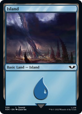 Island (309) (Surge Foil) (Universes Beyond: Warhammer 40K) Near Mint Foil