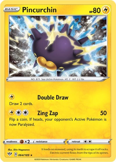 Pincurchin (SWSH03: Darkness Ablaze) Light Play Reverse Holofoil