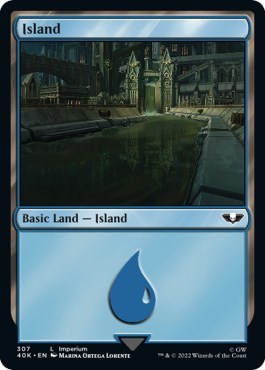 Island (307) (Surge Foil) (Universes Beyond: Warhammer 40K) Near Mint Foil