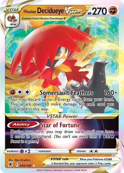 Hisuian Decidueye VSTAR (SWSH10: Astral Radiance) Light Play Holofoil