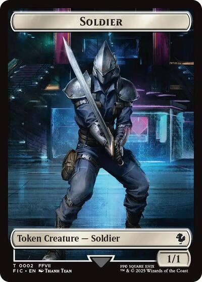 Soldier / Rebel Double-Sided Token (Surge Foil) (Commander: FINAL FANTASY) Light Play Foil