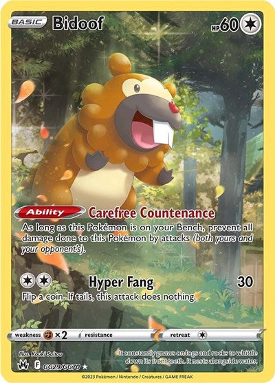 Bidoof (Crown Zenith: Galarian Gallery) Near Mint Holofoil