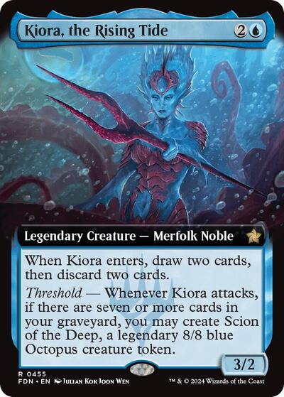 Kiora, the Rising Tide (Extended Art) (Foundations) Light Play Foil