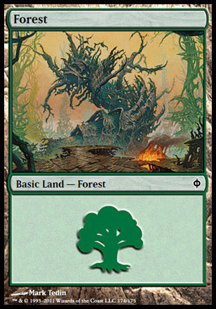 Forest (174) (New Phyrexia) Medium Play Foil