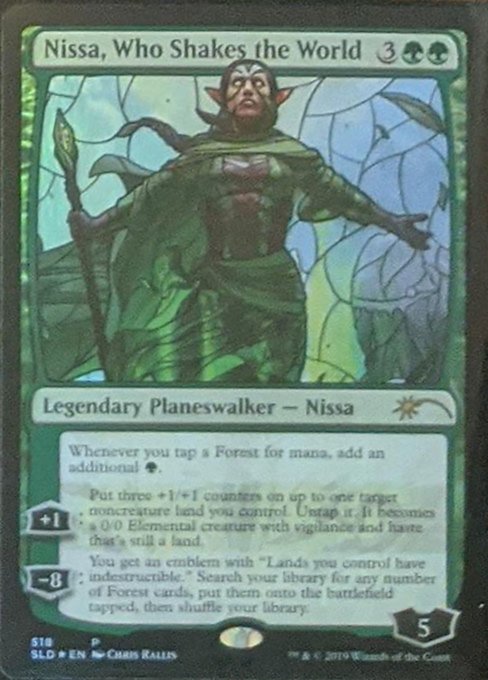 Nissa Who Shakes the World Stained Glass (Secret Lair) Medium Play Foil