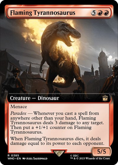 Flaming Tyrannosaurus (Extended Art) (Universes Beyond: Doctor Who) Near Mint Foil