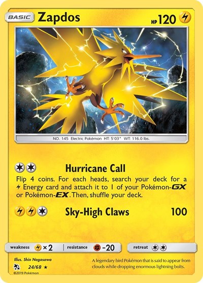 Zapdos (Hidden Fates) Light Play Holofoil