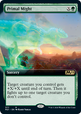 Primal Might (Extended Art) (Magic 2021 Core Set) Light Play Foil