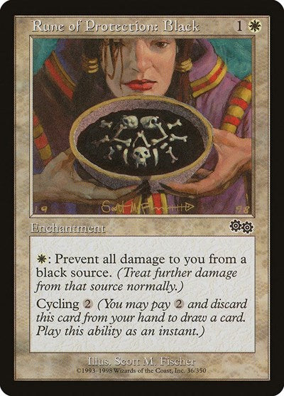 Rune of Protection: Black (Urza's Saga) Near Mint
