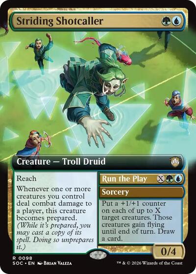 Striding Shotcaller (Extended Art) (Commander: Secrets of Strixhaven) Light Play
