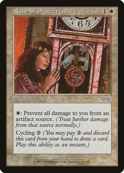 Rune of Protection: Artifacts (Urza's Saga) Light Play