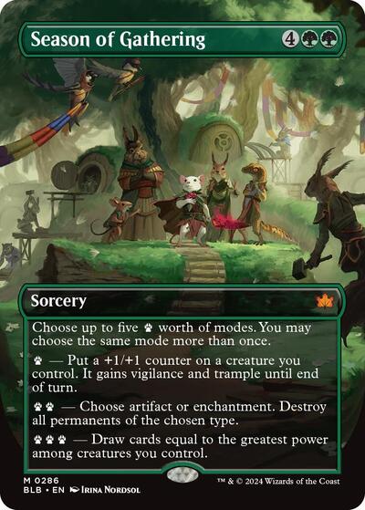 Season of Gathering (Borderless) (Bloomburrow) Light Play Foil