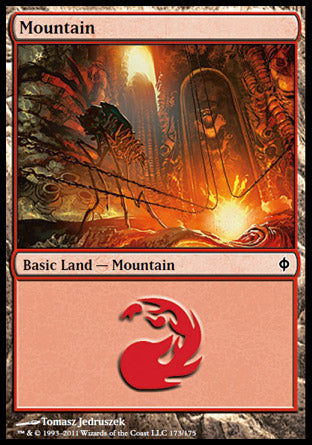 Mountain (173) (New Phyrexia) Near Mint Foil