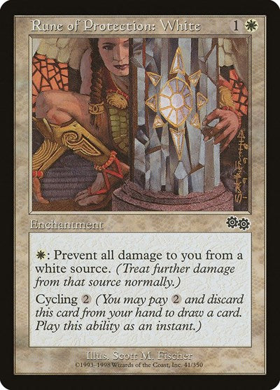 Rune of Protection: White (Urza's Saga) Medium Play