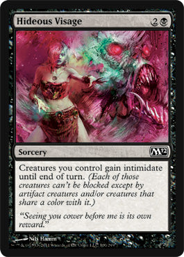 Hideous Visage (Magic 2012 Core Set) Medium Play Foil