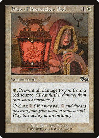 Rune of Protection: Red (Urza's Saga) Light Play