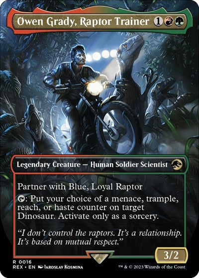 Owen Grady, Raptor Trainer (Borderless) (Universes Beyond: Jurassic World Collection) Near Mint