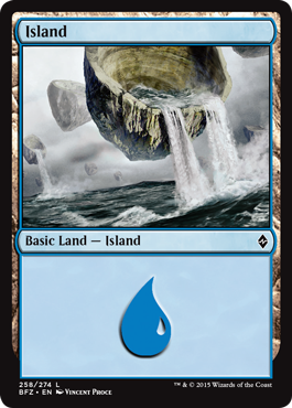 Island (258) (Battle for Zendikar) Light Play