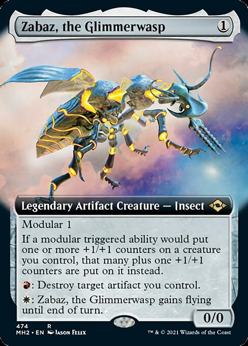 Zabaz, the Glimmerwasp (Extended Art) (Modern Horizons 2) Light Play Foil