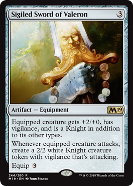 Sigiled Sword of Valeron (Magic 2019 Core Set) Light Play Foil