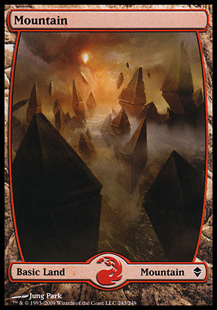 Mountain (243) (Zendikar) Medium Play Foil