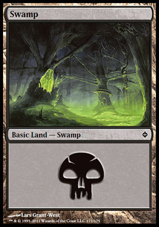 Swamp (171) (New Phyrexia) Light Play Foil