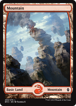 Mountain (269) (Full Art) (Battle for Zendikar) Heavy Play