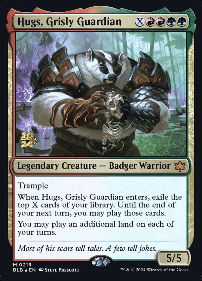 Hugs, Grisly Guardian — Bloomburrow prerelease (PBLB 218s), English