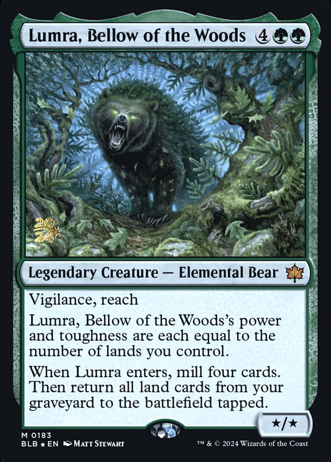 Lumra, Bellow of the Woods — Bloomburrow prerelease (PBLB 183s), English