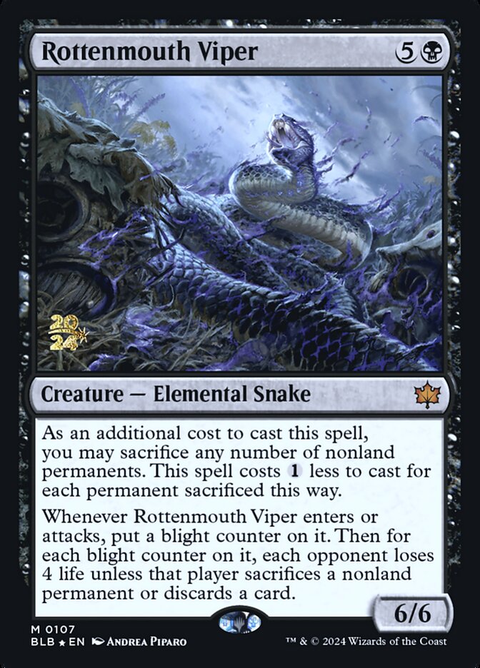 Rottenmouth Viper — Bloomburrow prerelease (PBLB 107s), English