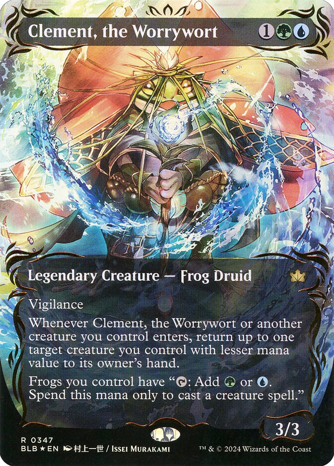 Clement, the Worrywort (Borderless) (Raised Foil) (Bloomburrow) Light Play Foil