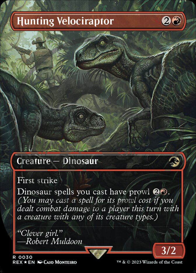 Hunting Velociraptor (Borderless) (Emblem) (Universes Beyond: Jurassic World Collection) Near Mint Foil