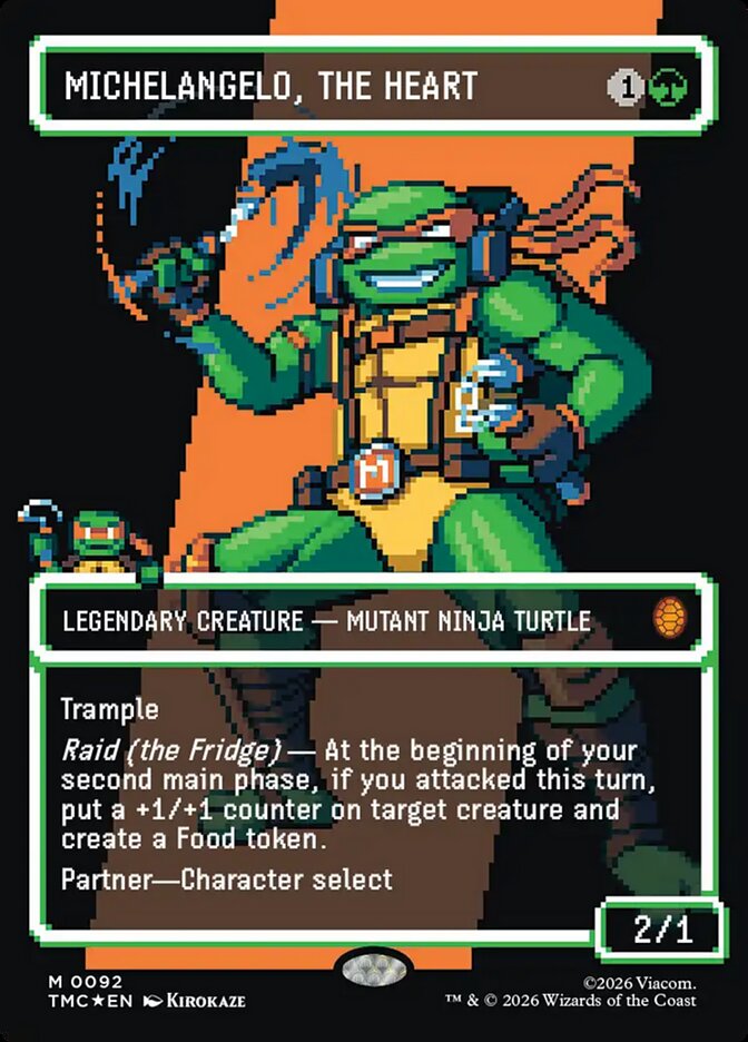 Michelangelo, the Heart (0005) (Borderless) (Commander: Teenage Mutant Ninja Turtles) Near Mint Foil