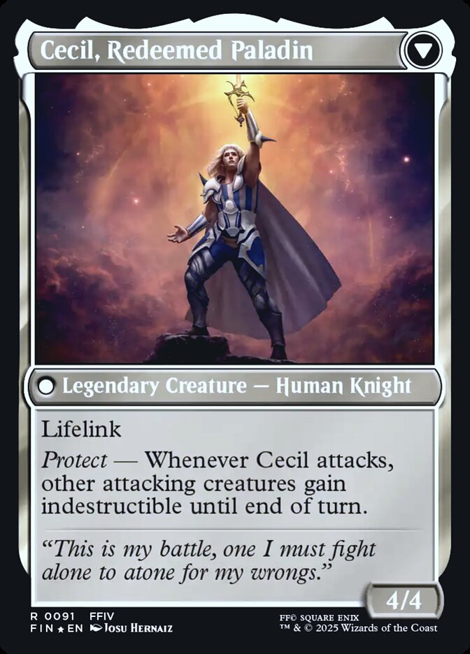 Back face of Cecil, Redeemed Paladin