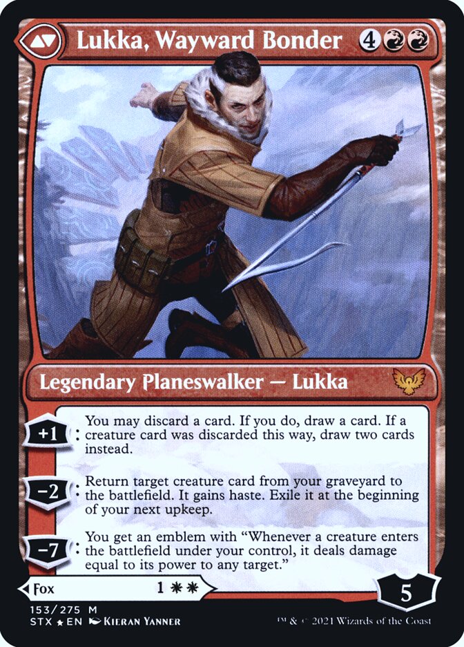 Back face of Lukka, Wayward Bonder
