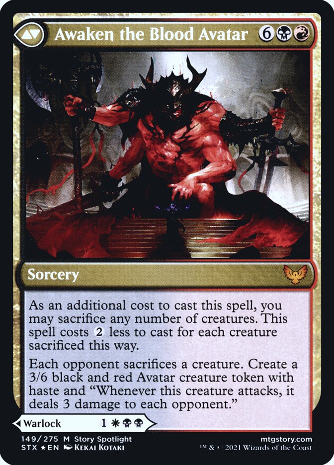 Back face of Awaken the Blood Avatar