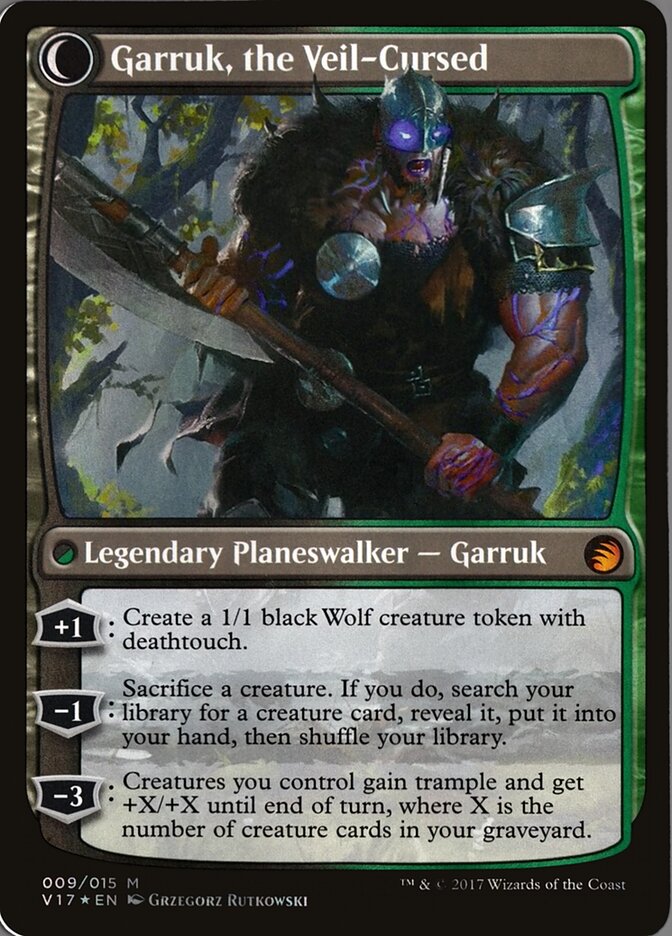 Back face of Garruk, the Veil-Cursed