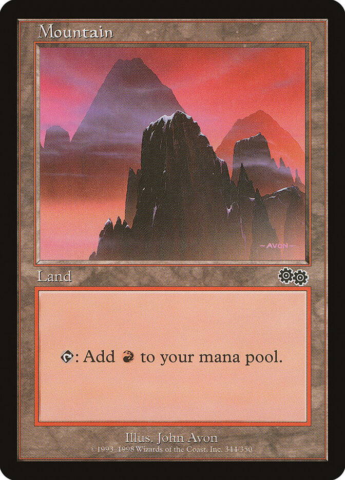 Mountain (344) (Urza's Saga) Light Play