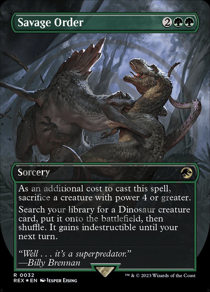 Savage Order (Borderless) (Emblem) (Universes Beyond: Jurassic World Collection) Near Mint Foil