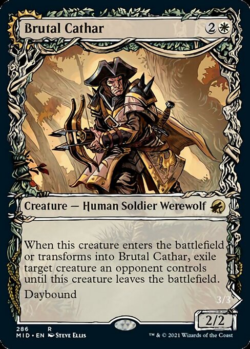 Brutal Cathar / Moonrage Brute (Showcase) (Innistrad: Midnight Hunt) Light Play