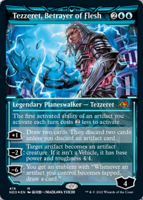 Tezzeret, Betrayer of Flesh (Foil Etched) (Kamigawa: Neon Dynasty) Near Mint Foil