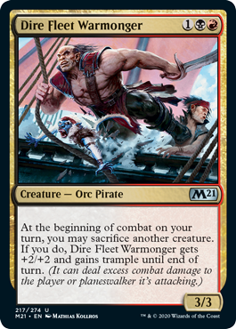 Dire Fleet Warmonger (Magic 2021 Core Set) Medium Play