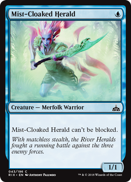 Mist-Cloaked Herald (Rivals of Ixalan) Light Play