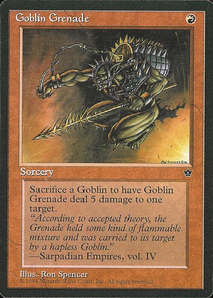 Goblin Grenade (3) (Fallen Empires) Light Play
