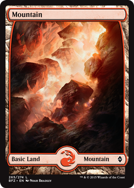 Mountain (265) (Full Art) (Battle for Zendikar) Medium Play Foil